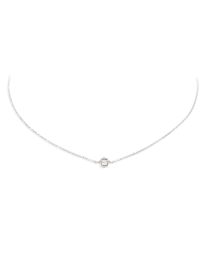 18K White Gold Diamond Cube Necklace, 16.5