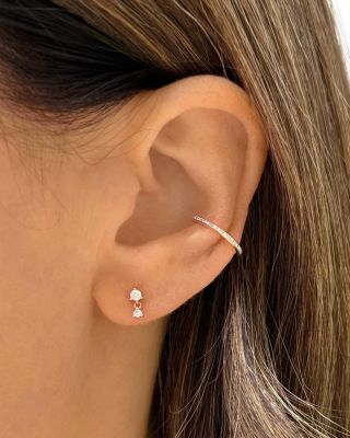 14K Yellow Gold Diamond Single Ear Cuff
