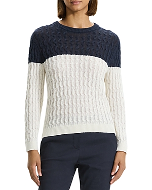 Theory Color Block Cable Knit Sweater