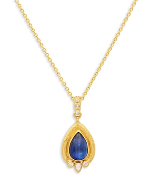 Gurhan 22k & 24k Yellow Gold Muse Kyanite & Diamond Pendant Necklace, 16-18 In Blue/gold