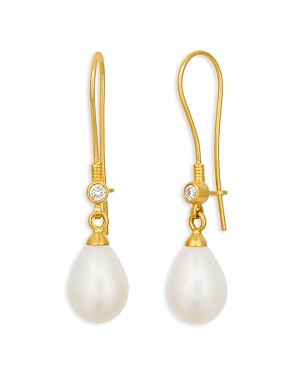 24K & 18K Yellow Gold Oyster Pearl (13x10mm) & Diamond Teardrop Earrings