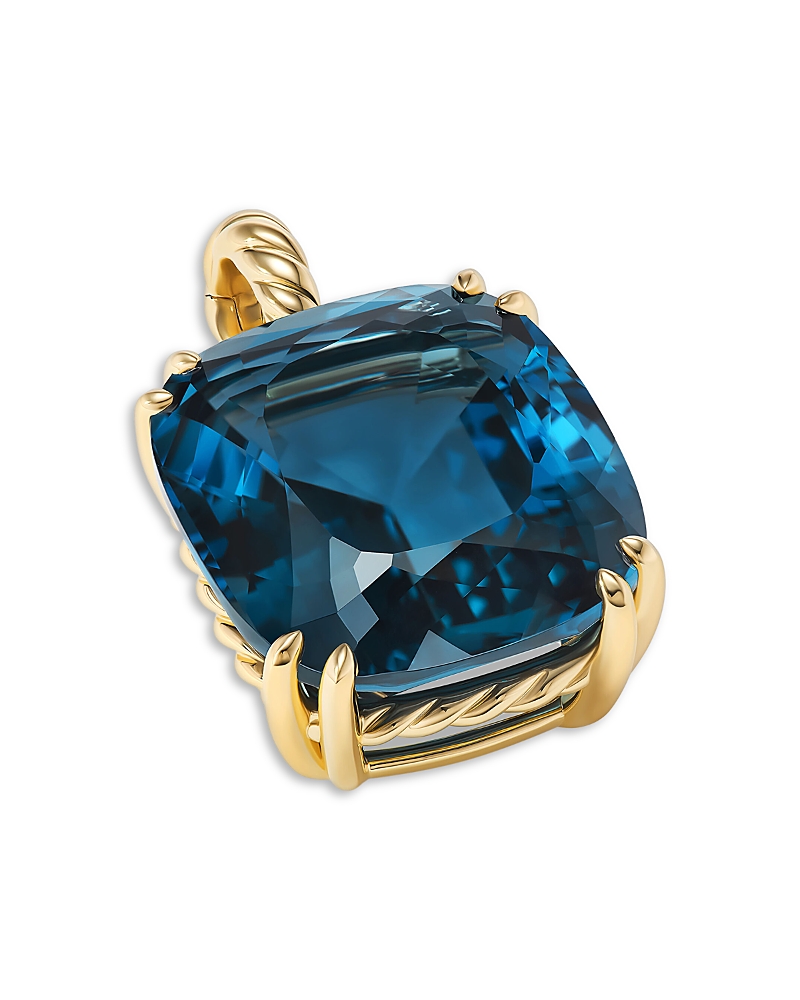 David Yurman Marbella Pendant in 18K Yellow Gold with Hampton Blue Topaz, 22mm