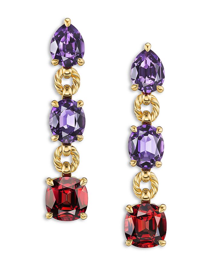 David Yurman 18K Yellow Gold Marbella Amethyst Rhodolite Garnet Drop Earrings Bloomingdale s