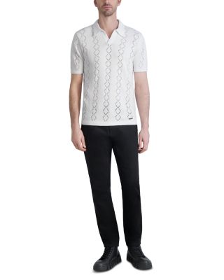 Cotton Perforated Knit Polo 