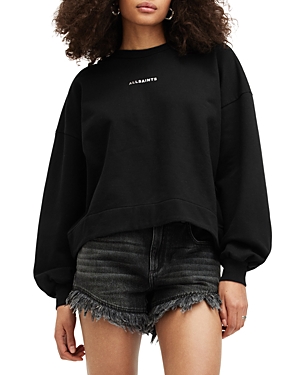 Shop Allsaints Disc Lila Cropped Sweatshirt In Black