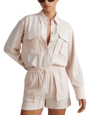 Shop Reiss Isador Long Sleeve Shirt In Nude