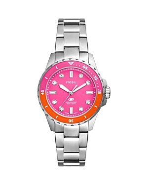 Shop Fossil Blue Dive Watch, 36mm In Pink/silver