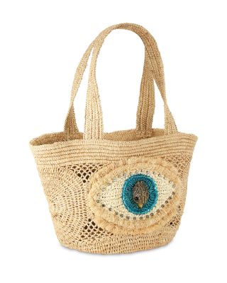 Raffia Evil Eye Basket Tote