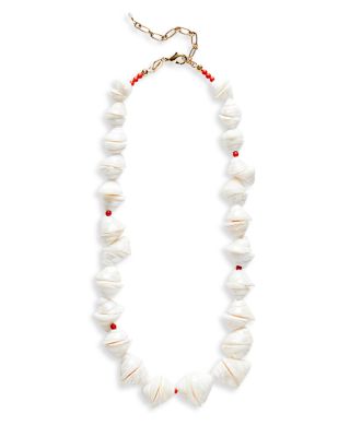ANNI LU - Seashell Smiles Shell & Jasper Bead Necklace, 14.96"-17.32"
