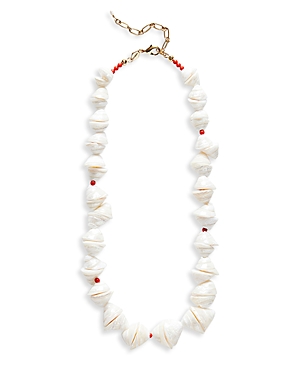 Anni Lu Seashell Smiles Shell & Jasper Bead Necklace, 14.96-17.32 In White