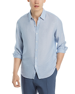 Shop Michael Kors Slim Fit Long Sleeve Button Front Shirt In Chambray