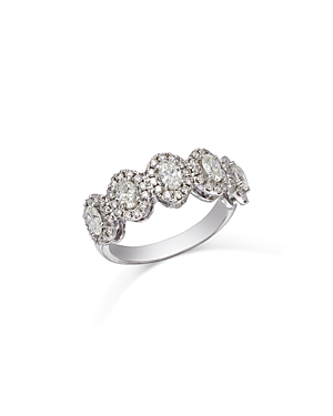 Bloomingdale's Diamond Halo Oval-cut Band In 18k White Gold, 1.50 Ct. T. W. In White