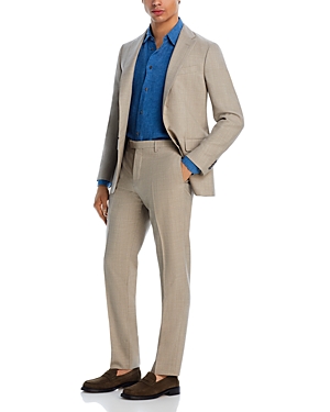 Boglioli Melange Solid Slim Fit Suit In Medium Beige