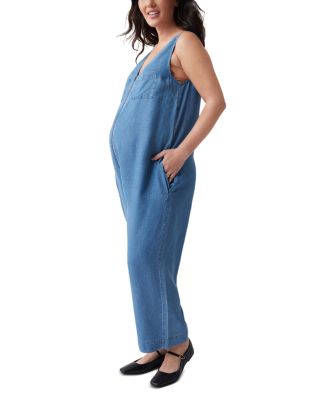 Maternity Zip Front Cropped Wide Leg Jumpsuit