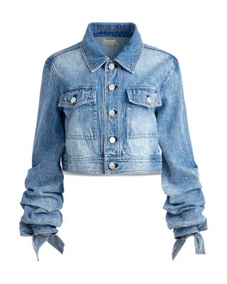 Alice and Olivia Cotton Tiff Denim Tie Cuff Jacket