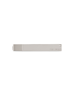 Ted Baker Giovi Rhodium Plated Cubic Zirconia Short Tie Bar In Silver-col