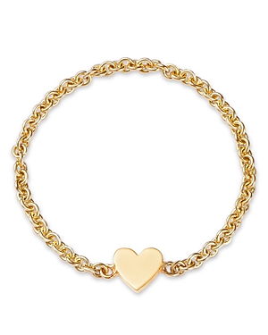 Zoë Chicco 14k Yellow Gold Itty Bitty Symbols Heart Chain Ring In Gray