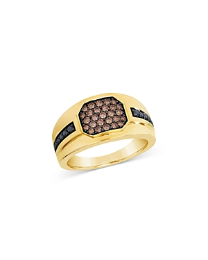 Shop Bloomingdale's Men's Brown & Black Diamond Ring In 14k Yellow Gold, 0.75 Ct. T.w. In Brown/black