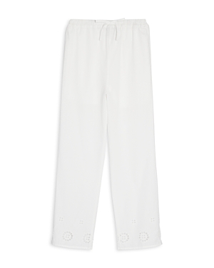 Shop Aqua Girls' Wide Leg Eyelet Pants, Little Kid, Big Kid - 100% Exclusive In White