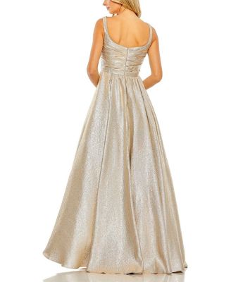 Metallic Pleated Bodice Ballgown