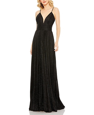 Mac Duggal Embellished Sleeveless Illusion Bodice Gown In Black