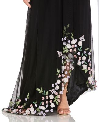 One Shoulder Trapeze Embellished High Low Gown