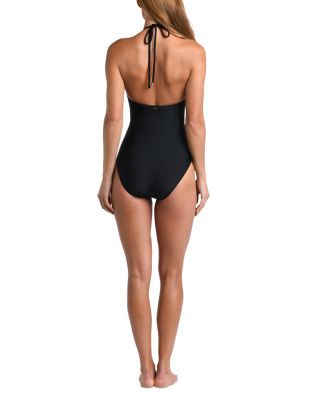 Leila Solid Halter Neck One Piece Swimsuit