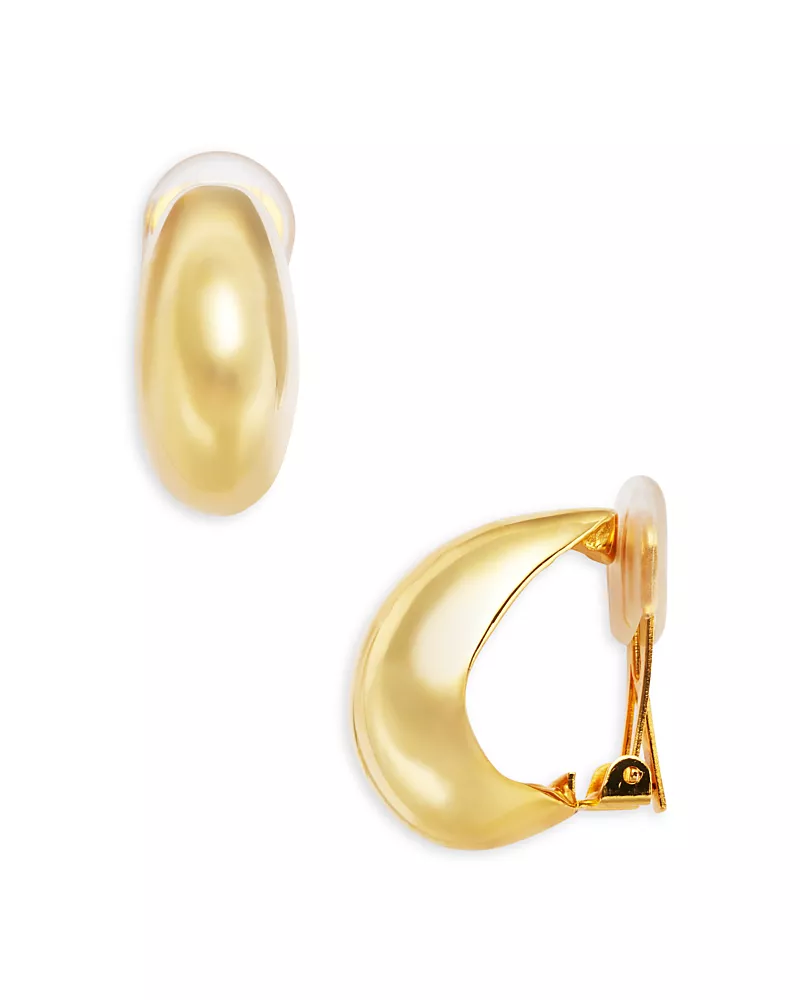 Kenneth Jay Lane Tapered Half Hoop Clip On Earrings