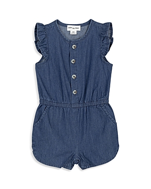 Shop Miles The Label Girls' Cotton Chambray Romper - Baby In Blue