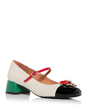 Shop Jeffrey Campbell Women's Jitterbug Embellished Mary Jane Pumps In Ivory/black/red Patent