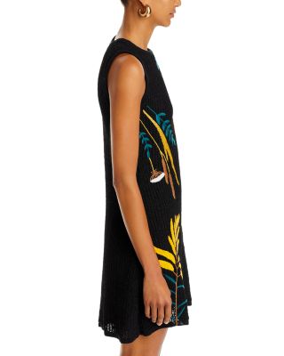 Embroidered Mini Sweater Dress