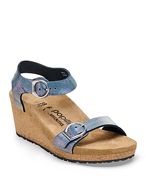 Shop Birkenstock Women's Soley Ankle Strap Platform Wedge Sandals In Blue