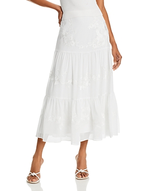 Shop Kobi Halperin Harper Embroidered Tiered Skirt In White