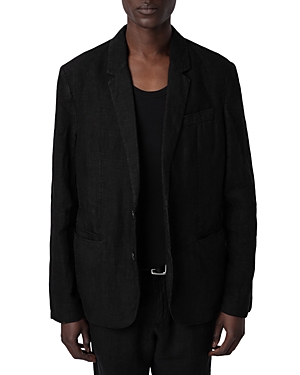 Zadig & Voltaire Viks Linen Regular Fit Blazer In Noir