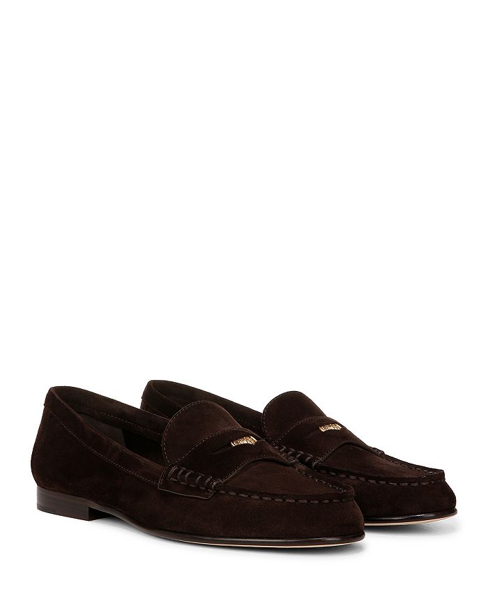 Veronica Beard Suede Coin Penny Loafers In Espresso