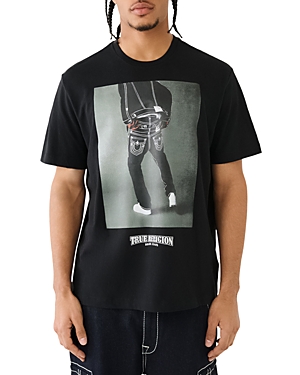 Shop True Religion Relaxed Fit Short Sleeve Graphic Tee In Jet Black