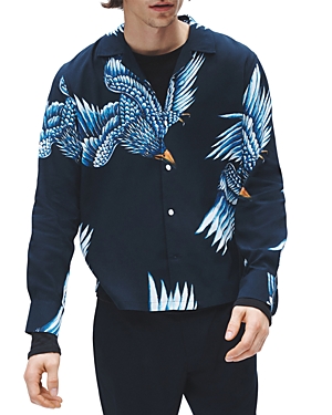 Shop Rag & Bone Avery Printed Relaxed Fit Resort Shirt In Nvyeagle