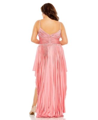  Plus Rhinestone High Low Pleated  Gown