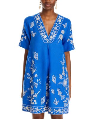 Johnny Was Domingo Linen Embroidered Dress | Bloomingdale's Women