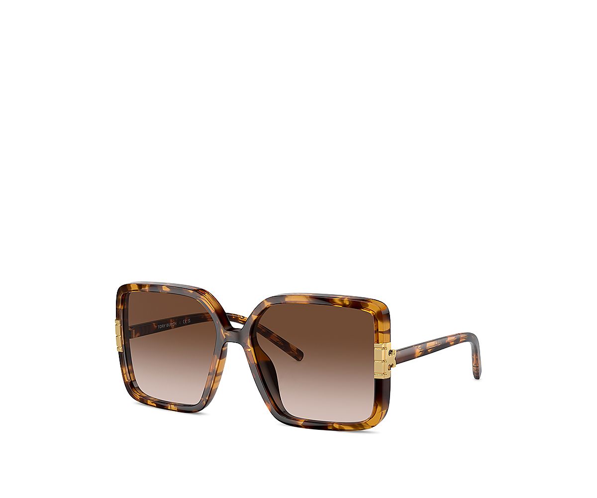 Tory Burch Flat Eleanor Square Sunglasses, 57mm