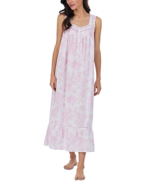 Shop Eileen West Ballet Lace Trim Floral Print Nightgown In Pink