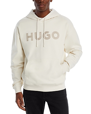 Shop Hugo Droch Loose Fit Logo Hoodie In Open White