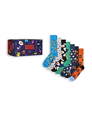 Shop Happy Socks Seven Days Crew Socks Gift Set, Pack Of 7 In Turquoise