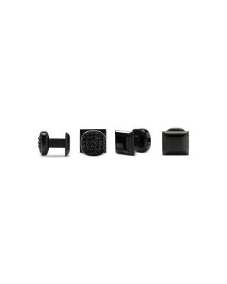 Black Pav&eacute; Crystal Stud & Cufflink Set