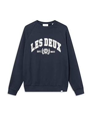 Shop Les Deux University Graphic Sweatshirt In Dark Navy/light Ivory