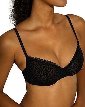 Shop Cosabella Accra Flocked Animal Print Underwire Bra In Black Animal