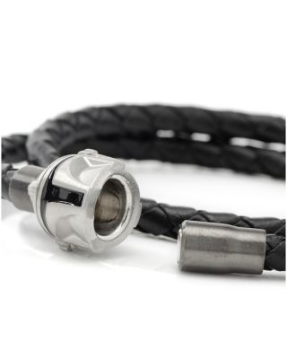 Mandalorian Helmet Double Wrap Leather Bracelet