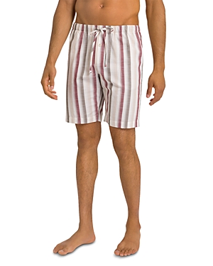 Shop Hanro Linen Cotton Printed Short Pajama Pants In Russet Beige