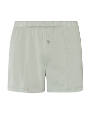 Shop Hanro Cotton Sporty Button Fly Boxers In Mineral Green