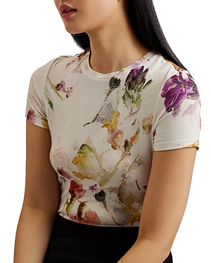 Shop Ted Baker Printed Fitted Tee In White